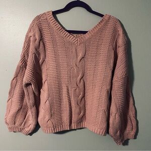 Pink Cable Knit Sweater
